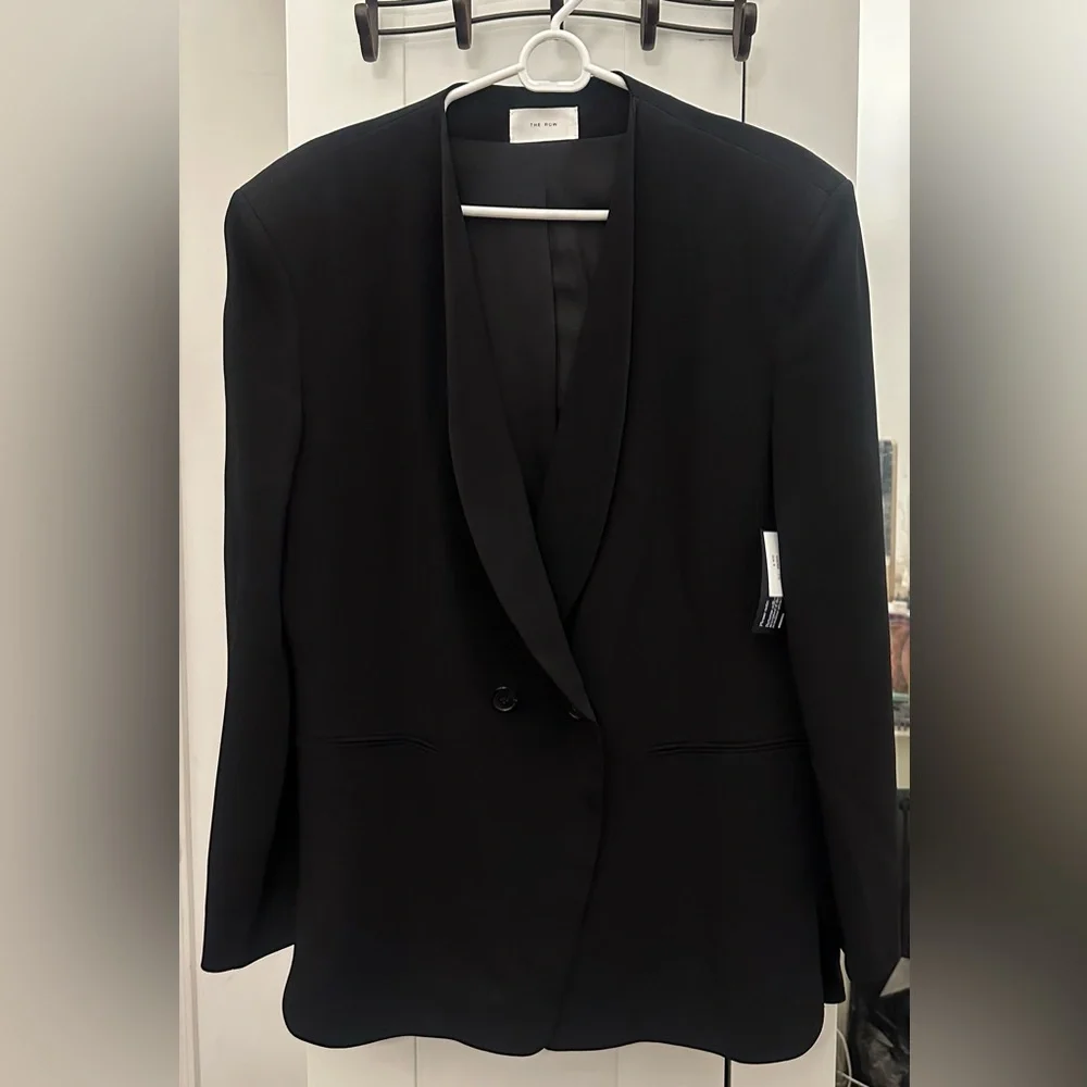 THE ROW black Alda blazer jacket double breasted shawl lapels New w/tags $2800 - Picture 6 of 16